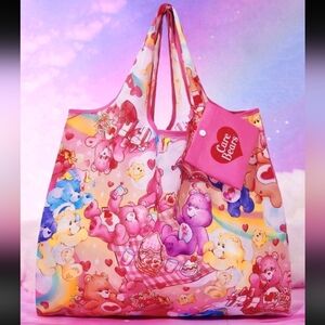Care Bears Multicolor Reusable Tote Shopping Bag With Cover Pouch